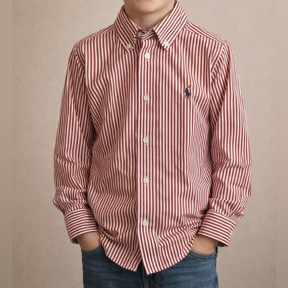 Ralph Lauren Kids Red and White Striped Shirt